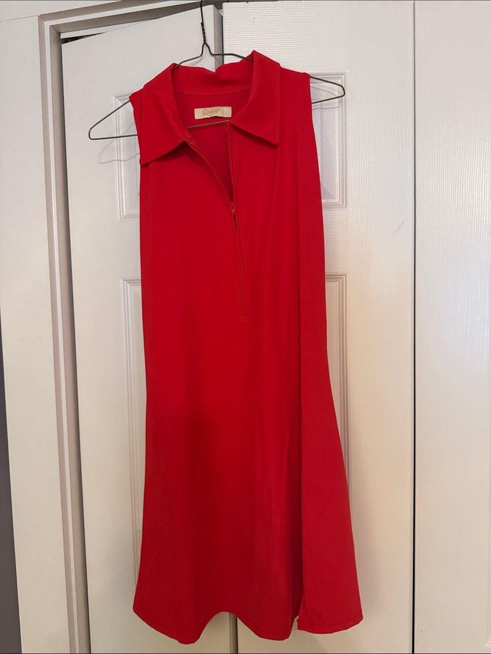Sleeveless Collared Midi Dress in Vibrant Red